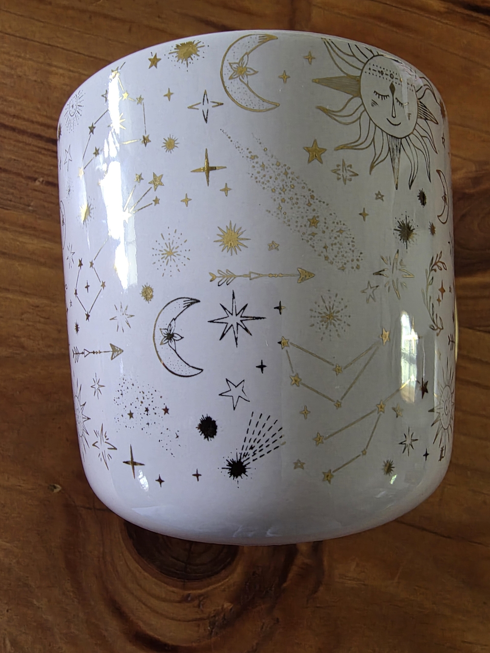 Light Purple Ceramic Mug with Gold Celestial Motif